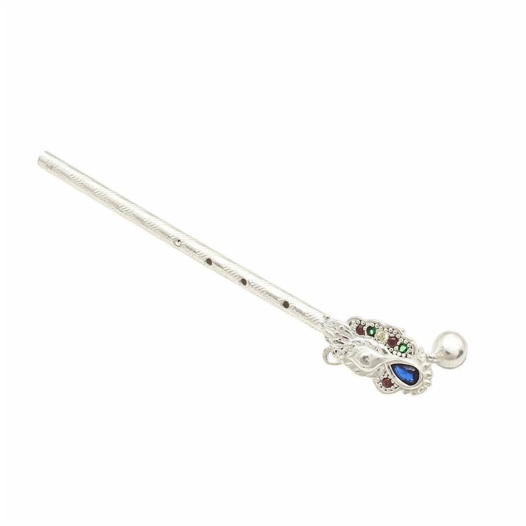 Handmade Real Silver Krishna Flute Bansuri with Elegant Finish