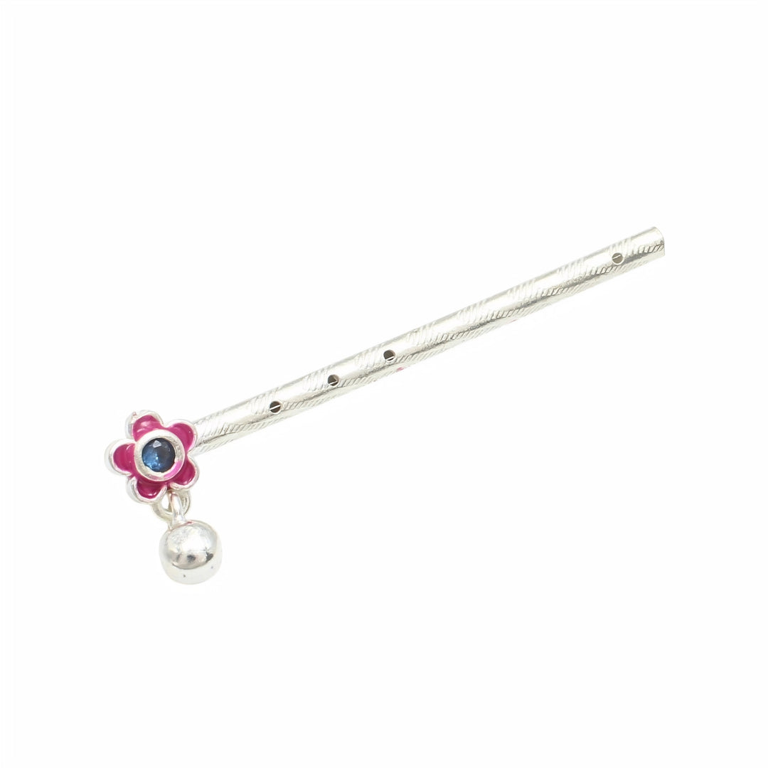 Real Silver Flute Flower Meenakari Bansuri