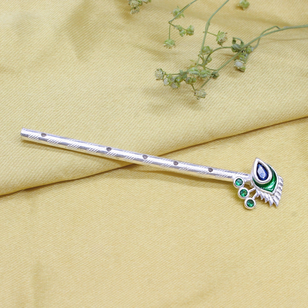 Peacock Feather (Mor Pankh) Design Silver Flute