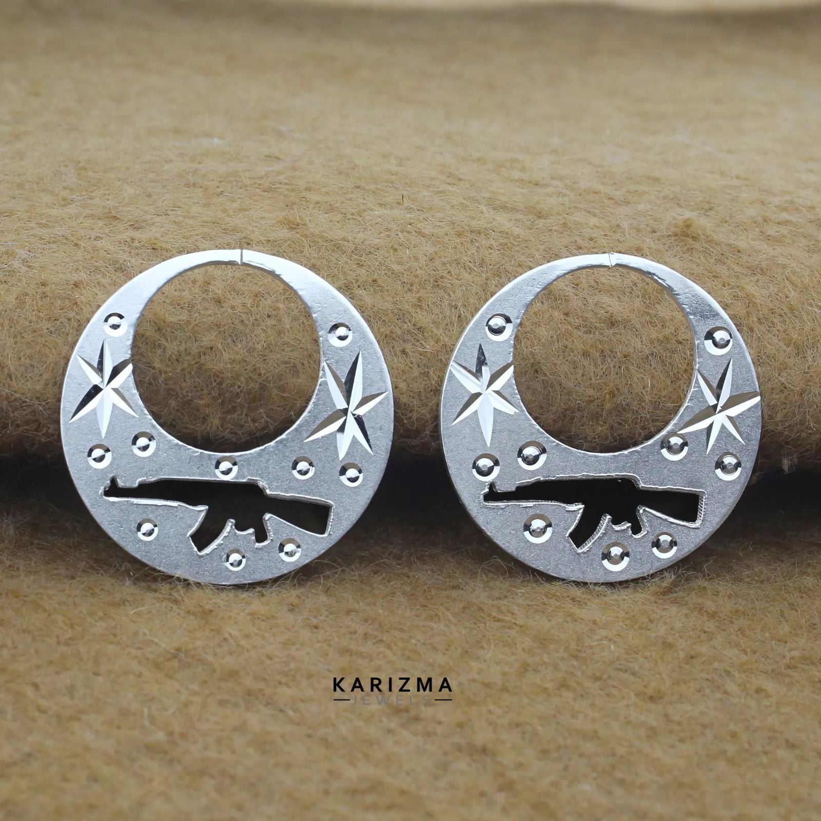 Amazing Real Sterling Silver Round Moon Shaped Ak47 Nattiyan