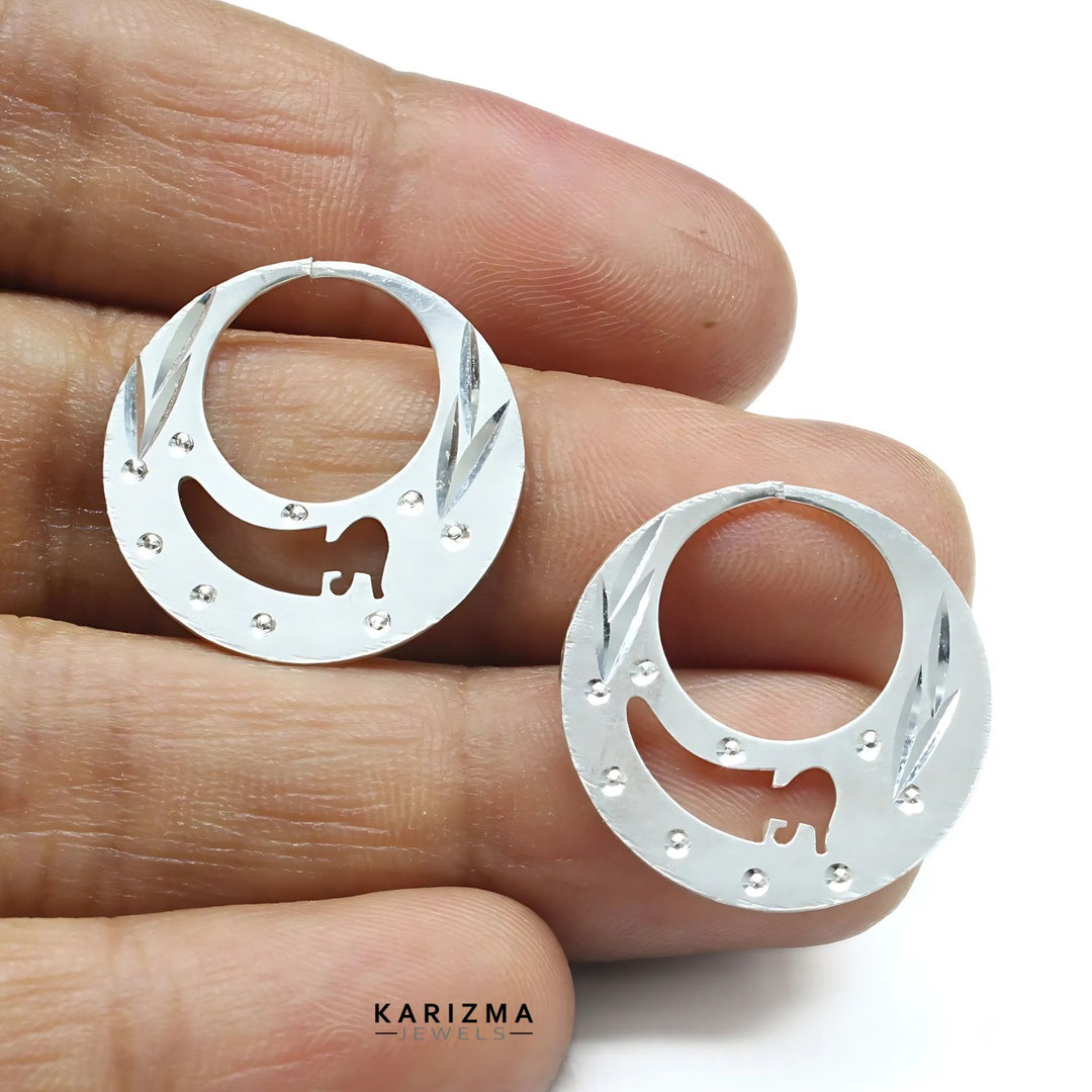 Unique Real Sterling Silver Round Moon Shaped Nattiyan (Nanti) earring for Men