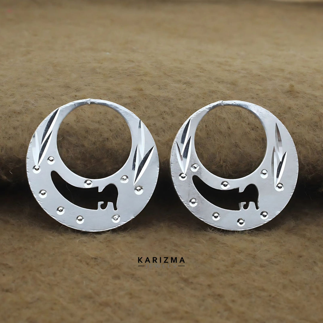 Unique Real Sterling Silver Round Moon Shaped Nattiyan (Nanti) earring for Men