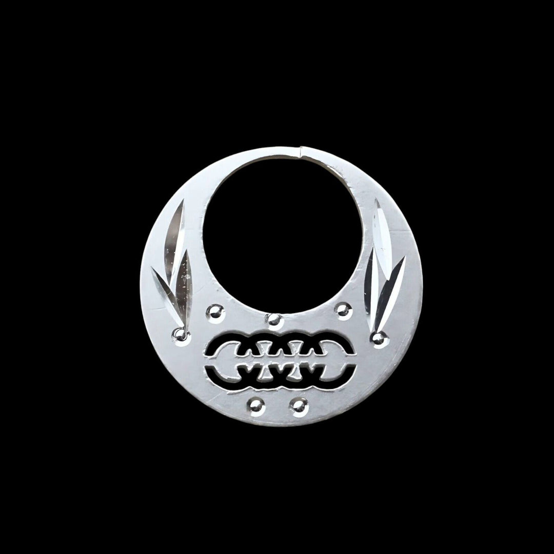 Unique trendy Real Sterling Silver Round Moon Shaped Nattiyan (Nanti) earring for Men