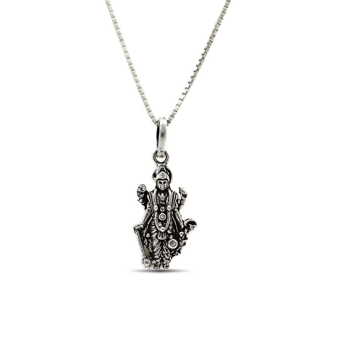 925 Real Sterling Silver Oxidized Antique Design Lord Vishnu Pendant