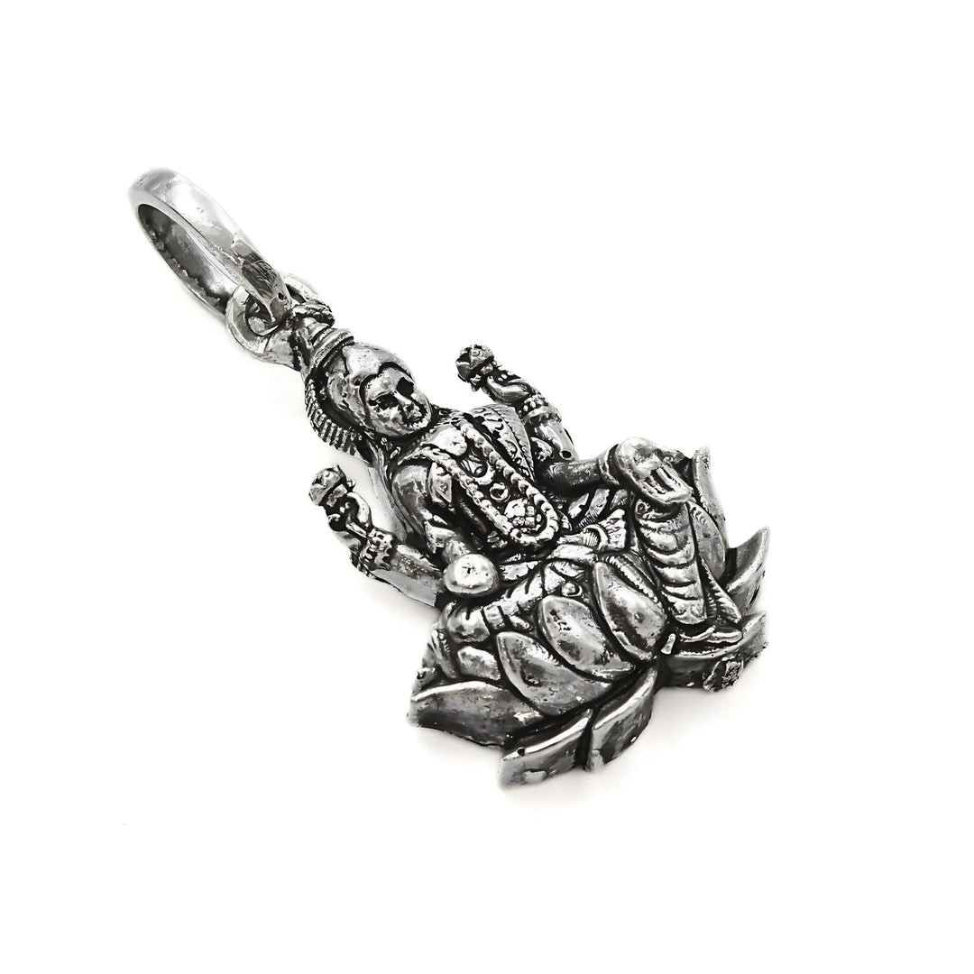 925 Real Sterling Silver Oxidized Antique Design Goddess Lakshmi Pendant