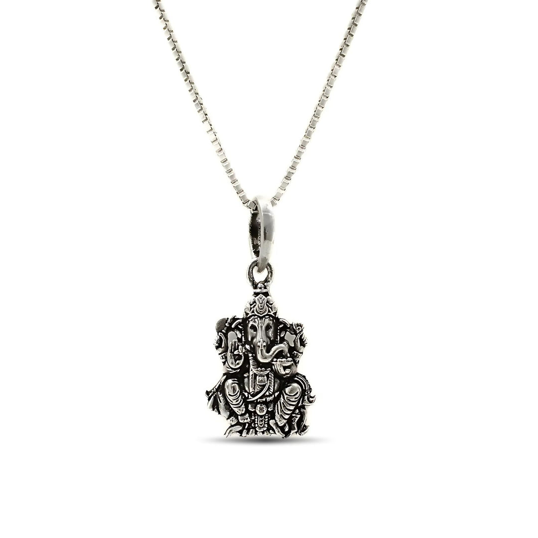 Indian 925 Real Sterling Silver Oxidized Lord Ganesha Pendant