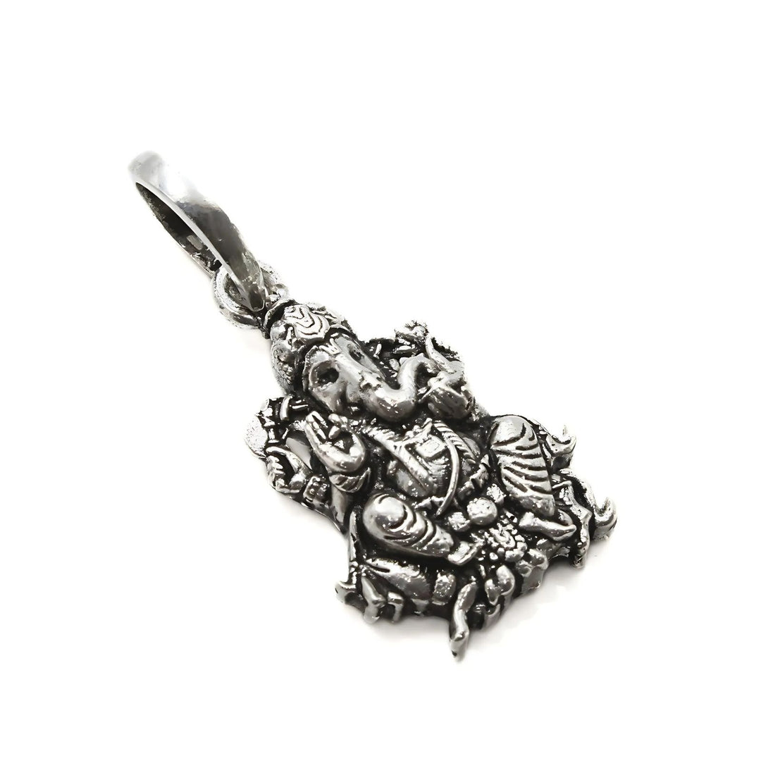 Indian 925 Real Sterling Silver Oxidized Lord Ganesha Pendant
