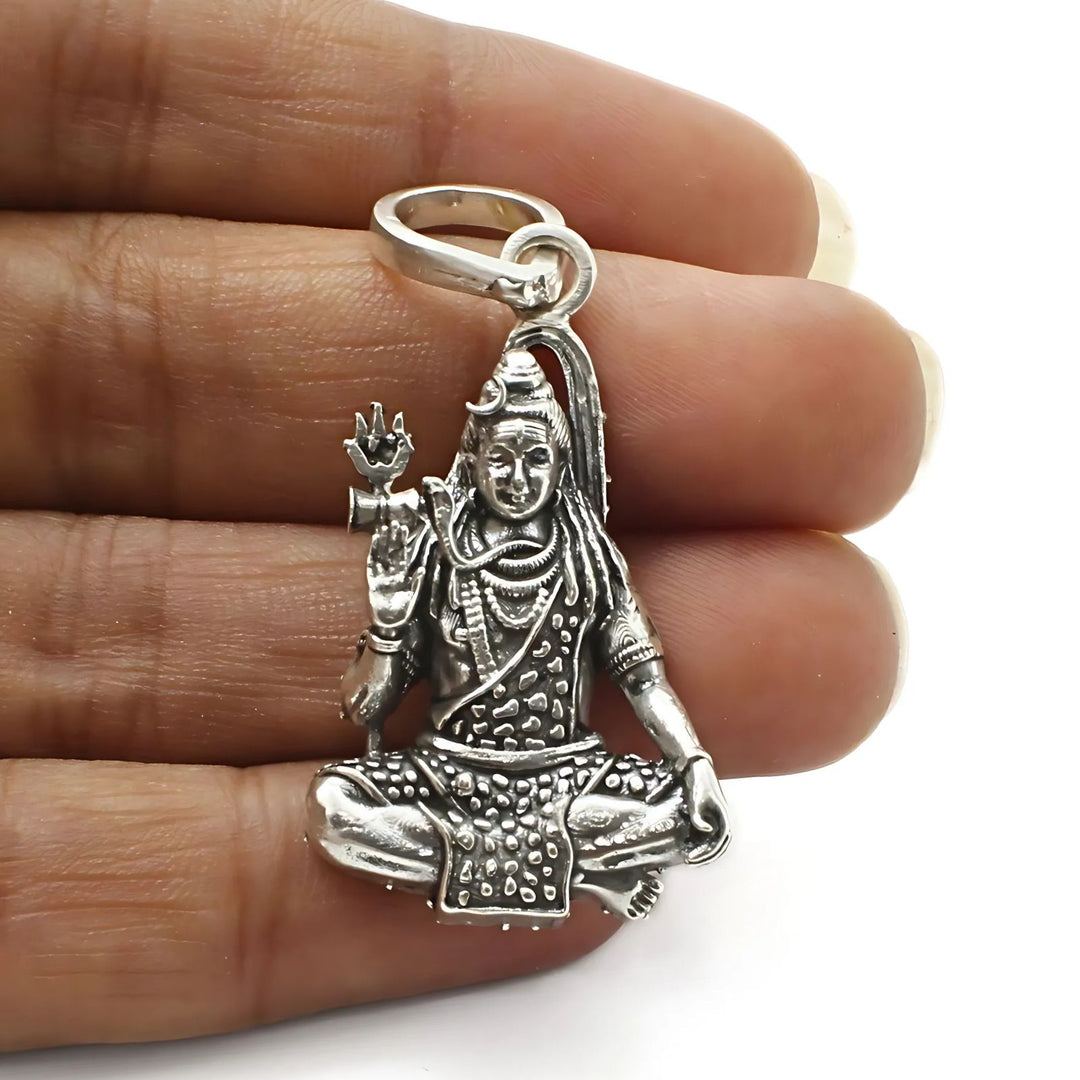 925 Real Sterling Silver Oxidized Lord Shiv Mahadev Pendant