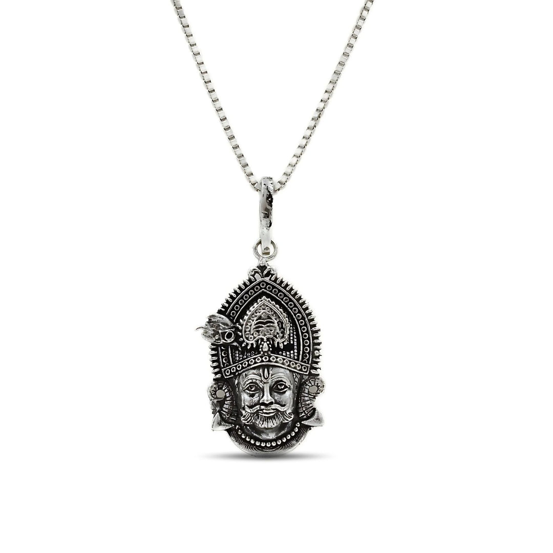 925 Real Sterling Silver Oxidized Hindu Spiritual Khatu Shyam Pendant
