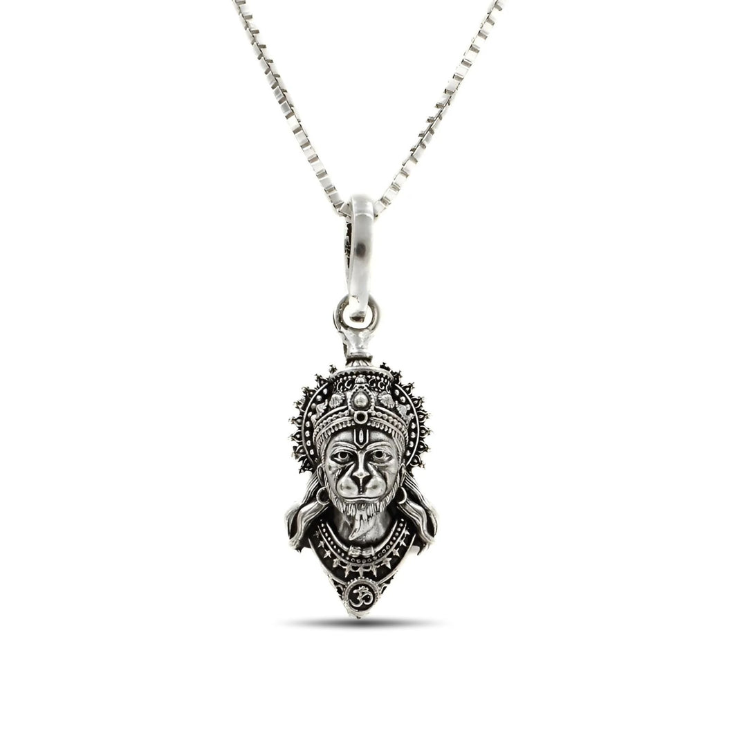925 Real Sterling Silver Oxidized Hindu Spiritual Lord Hanuman Pendant