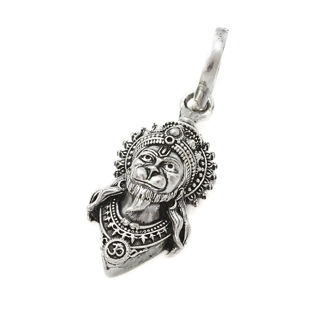 925 Real Sterling Silver Oxidized Hindu Spiritual Lord Hanuman Pendant