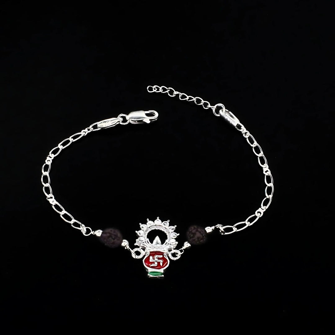Real Silver Bracelet amazing handmade Rudraksha Rakhi 7.7"