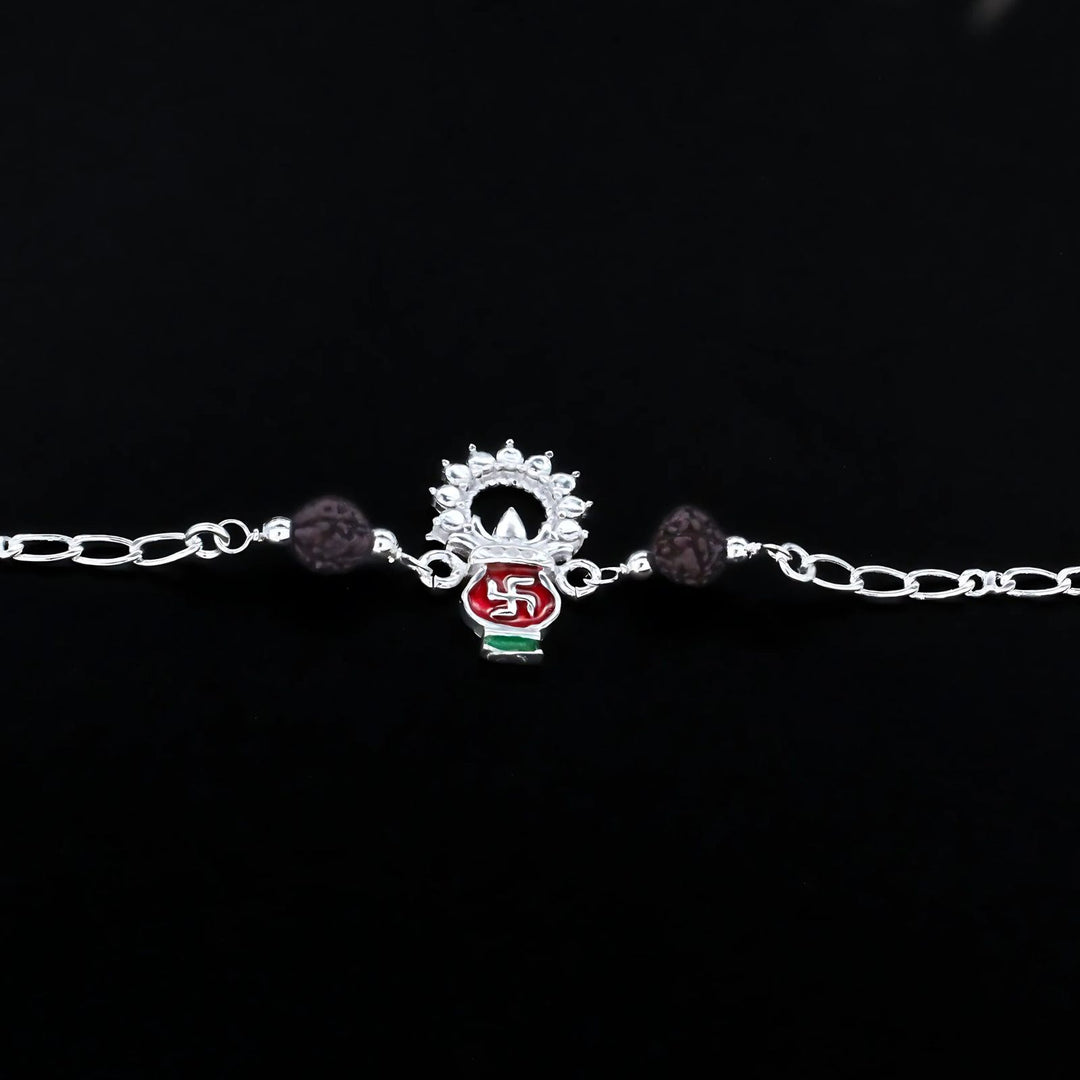 Real Silver Bracelet amazing handmade Rudraksha Rakhi 7.7"