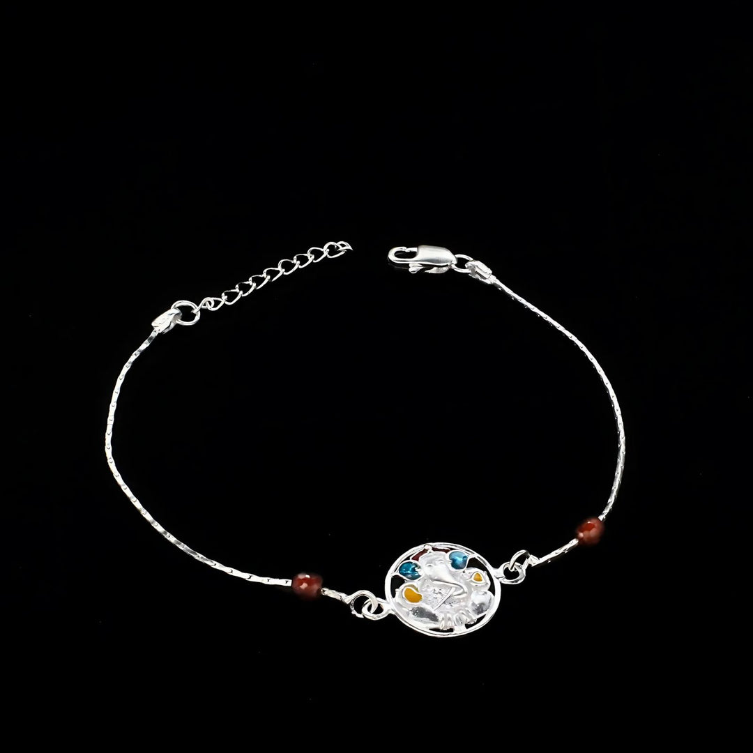 Indian style Real Silver Bracelet gifting Ganesha Rakhi  8"