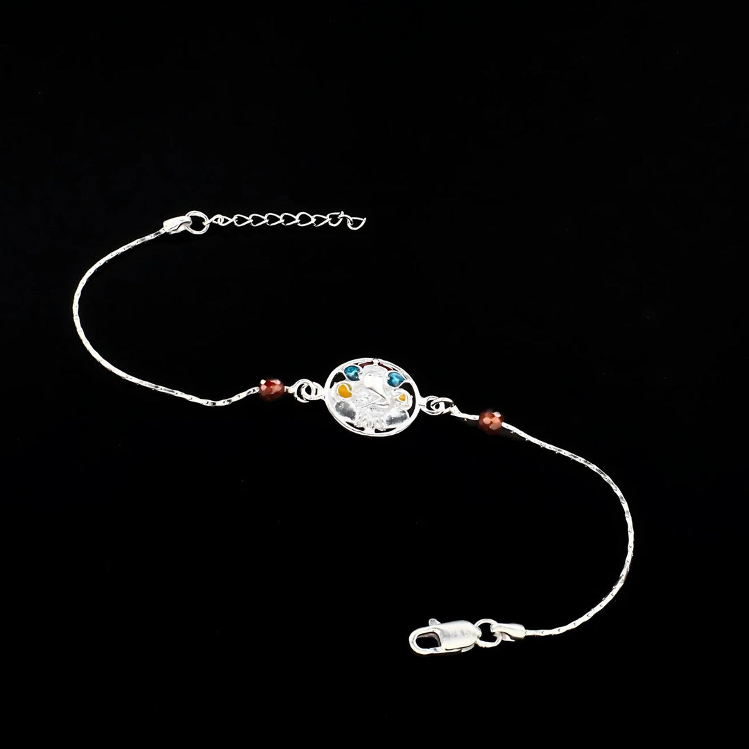 Indian style Real Silver Bracelet gifting Ganesha Rakhi  8"