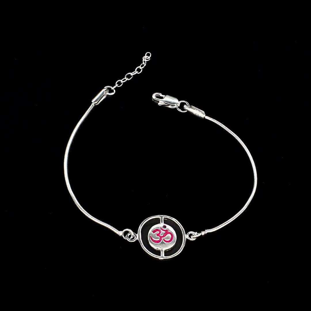 Indian Real Silver Bracelet handmade Om Rakhi 8"