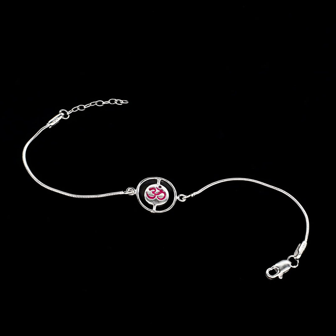 Indian Real Silver Bracelet handmade Om Rakhi 8"