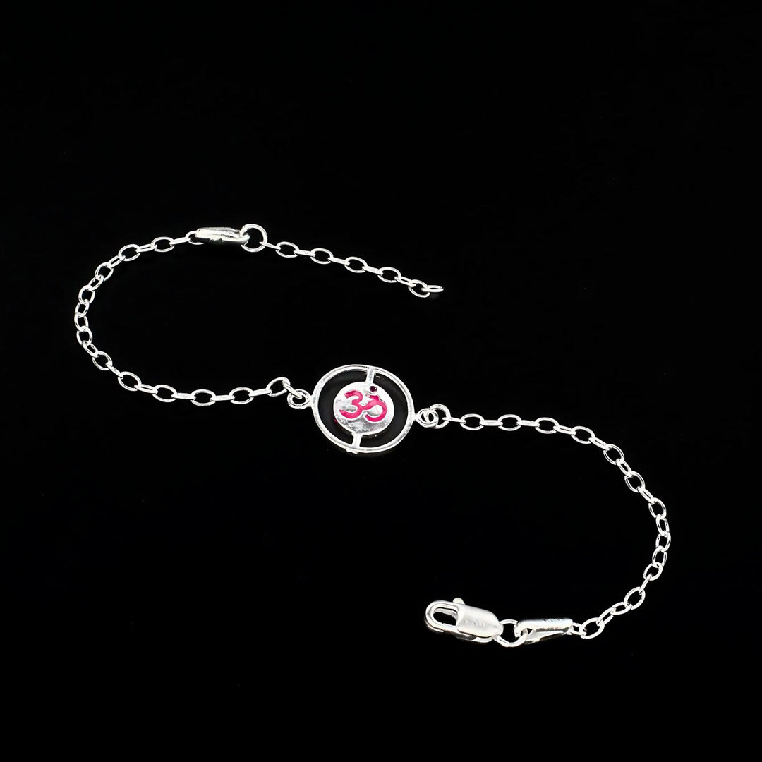 Real Silver Bracelet handmade gifting jewelery Om Rakhi  8"