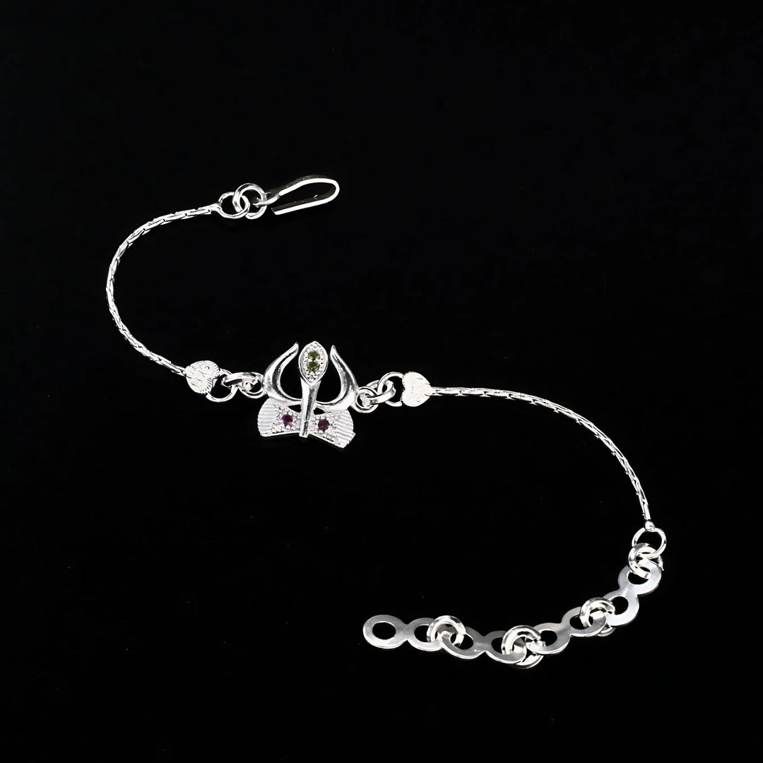 Real Silver Bracelet CZ Excellent gifting Trishul Rakhi 6"