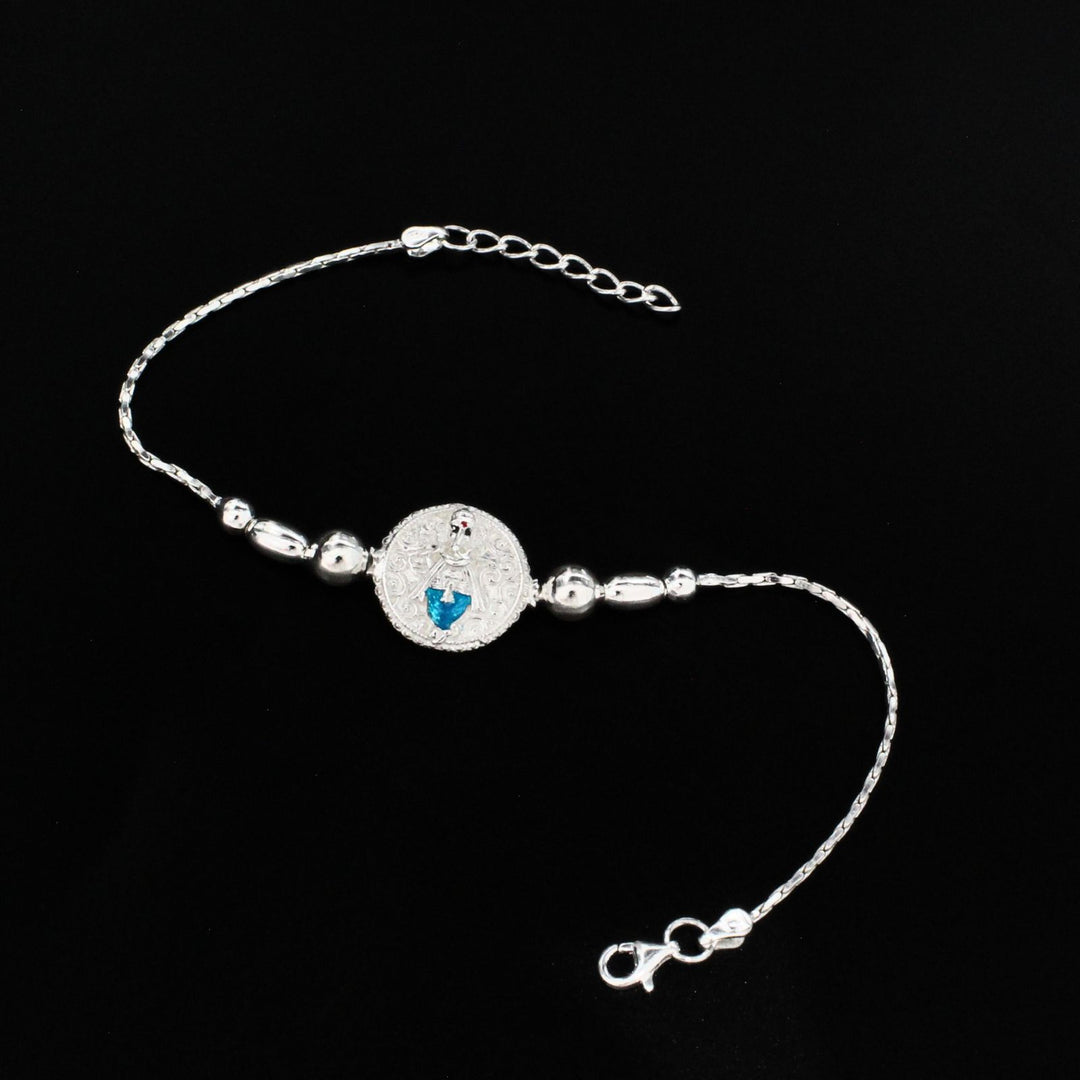 925 Real Sterling Silver Bracelet Lord Ganesha Rakhi  7.8"