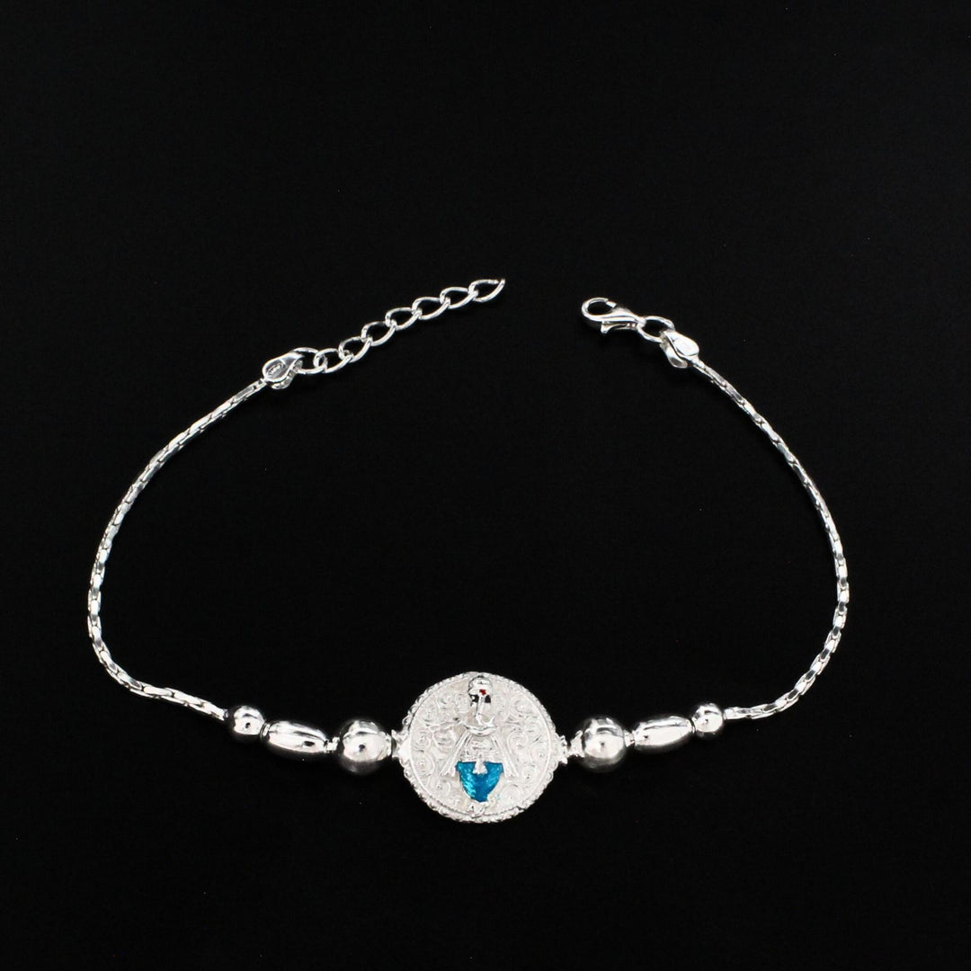 925 Real Sterling Silver Bracelet Lord Ganesha Rakhi  7.8"