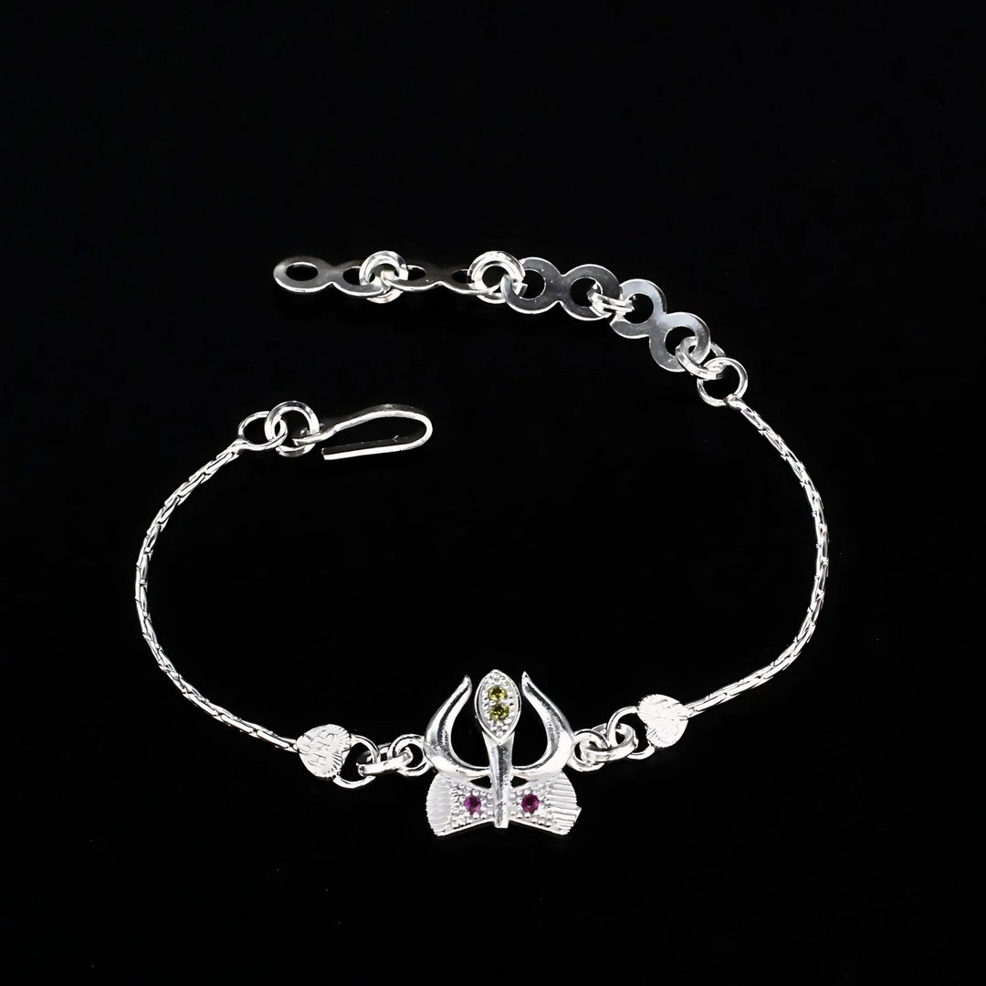 Real Silver Bracelet CZ Excellent gifting Trishul Rakhi 6"