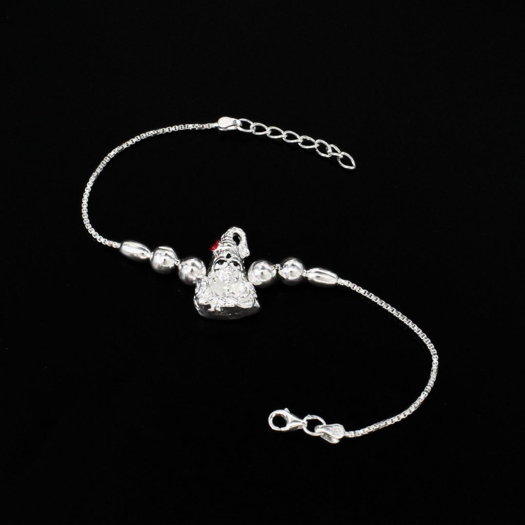 925 Real Sterling Silver Bracelet Lord Shiv Rakhi 7.5"
