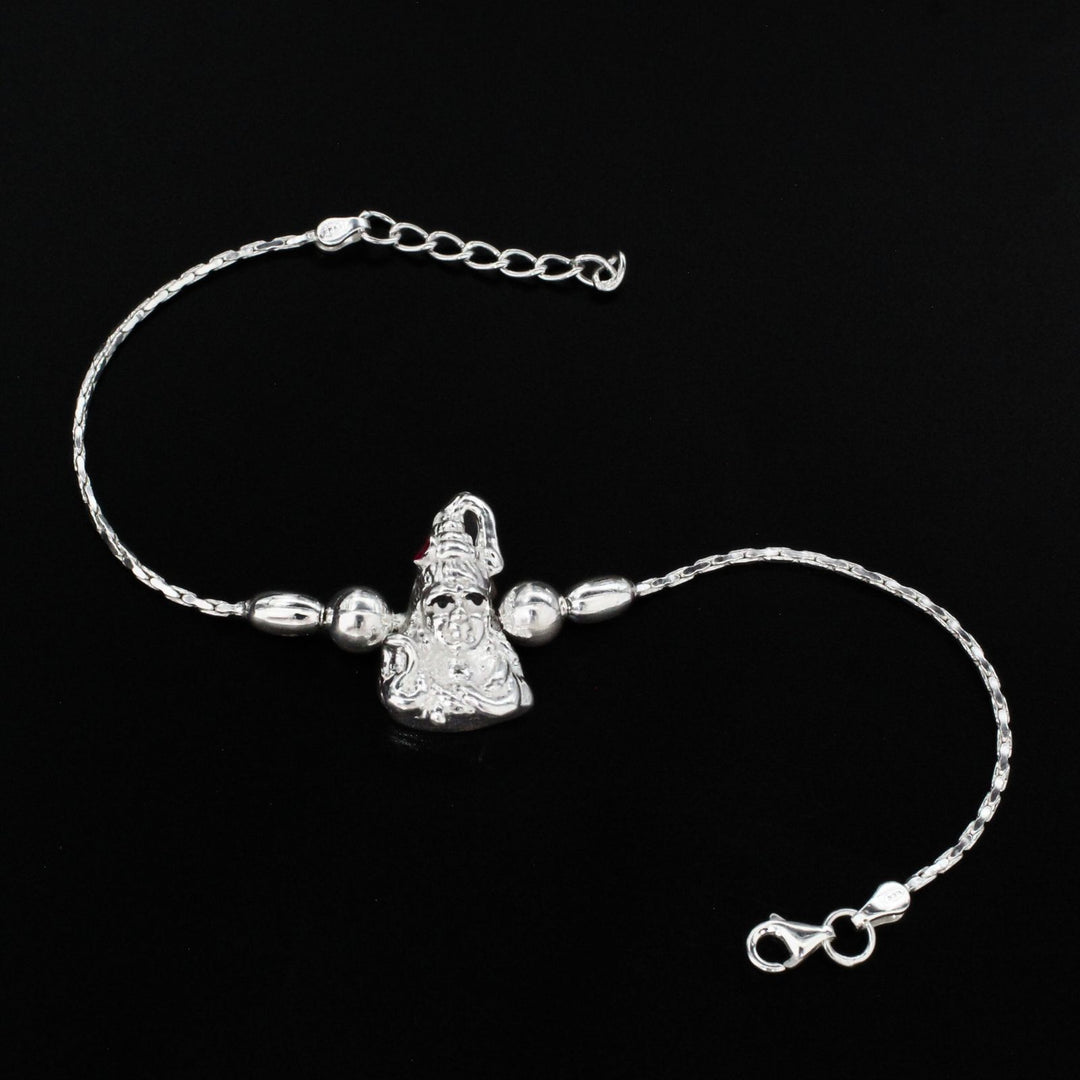 Indian 925 Real Sterling Silver Bracelet Lord Shiva Rakhi 7.5"