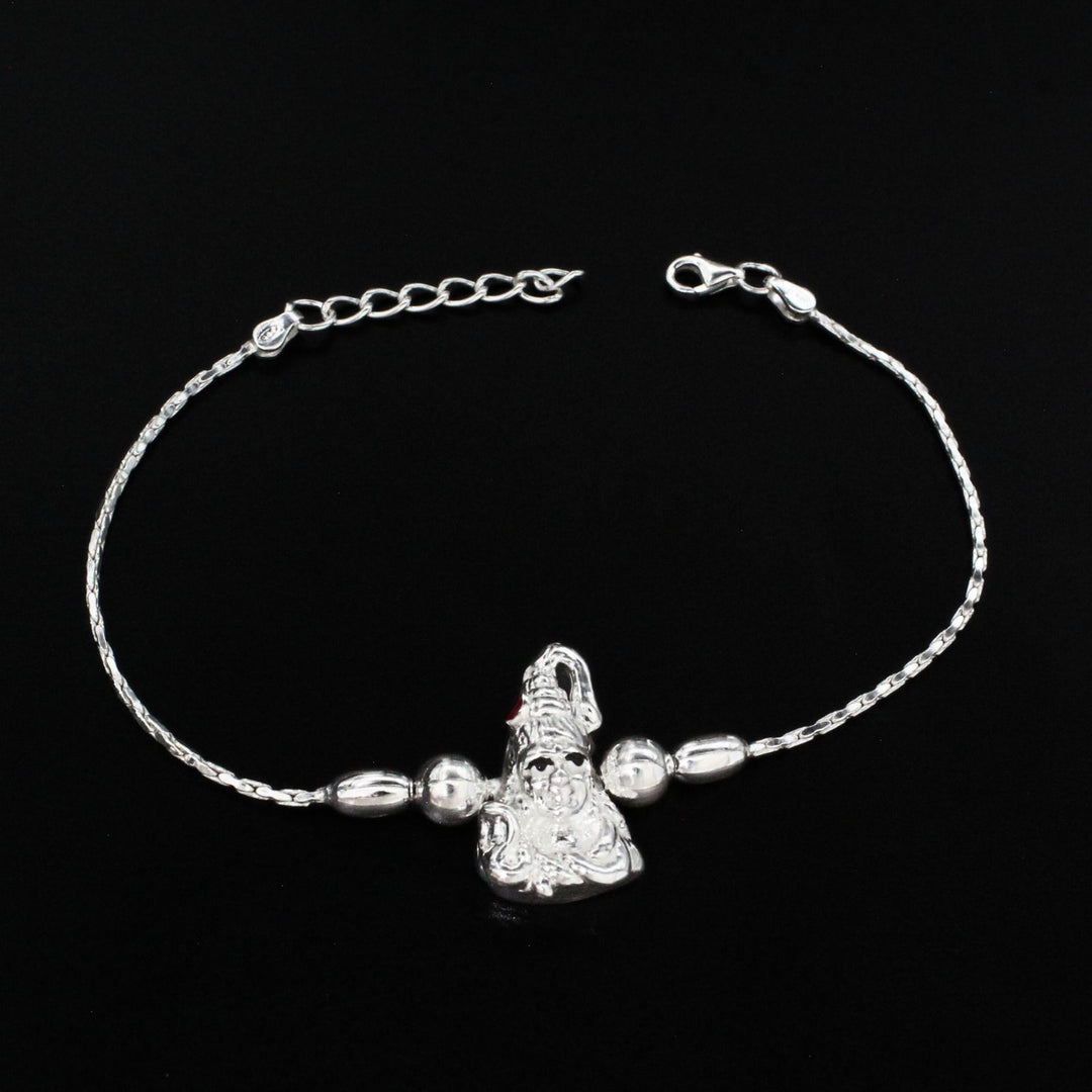 Indian 925 Real Sterling Silver Bracelet Lord Shiva Rakhi 7.5"