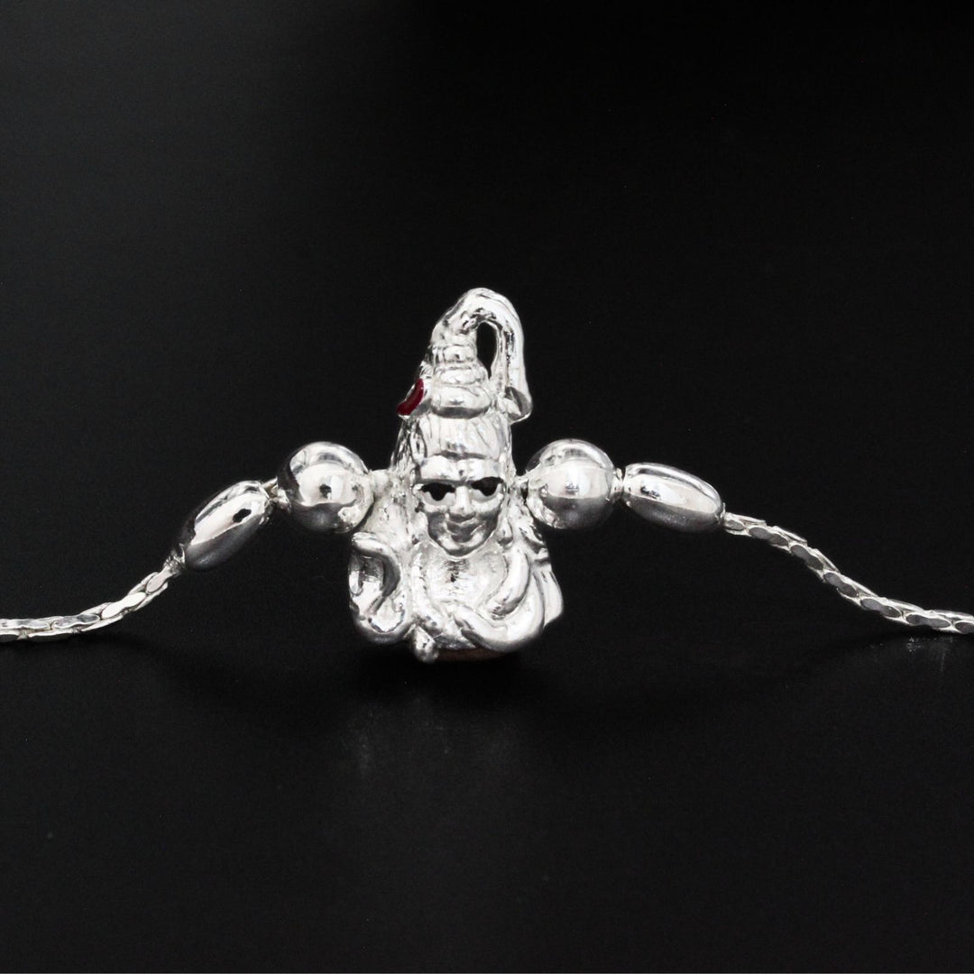 Indian 925 Real Sterling Silver Bracelet Lord Shiva Rakhi 7.5"
