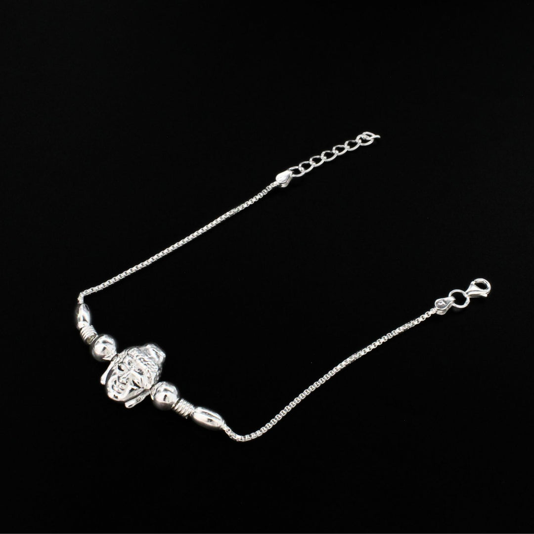 925 Real Sterling Silver Bracelet Budha Rakhi 7.5"