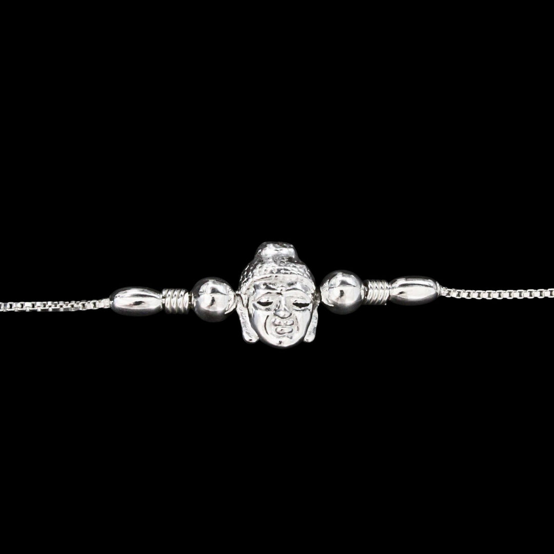 925 Real Sterling Silver Bracelet Budha Rakhi 7.5"