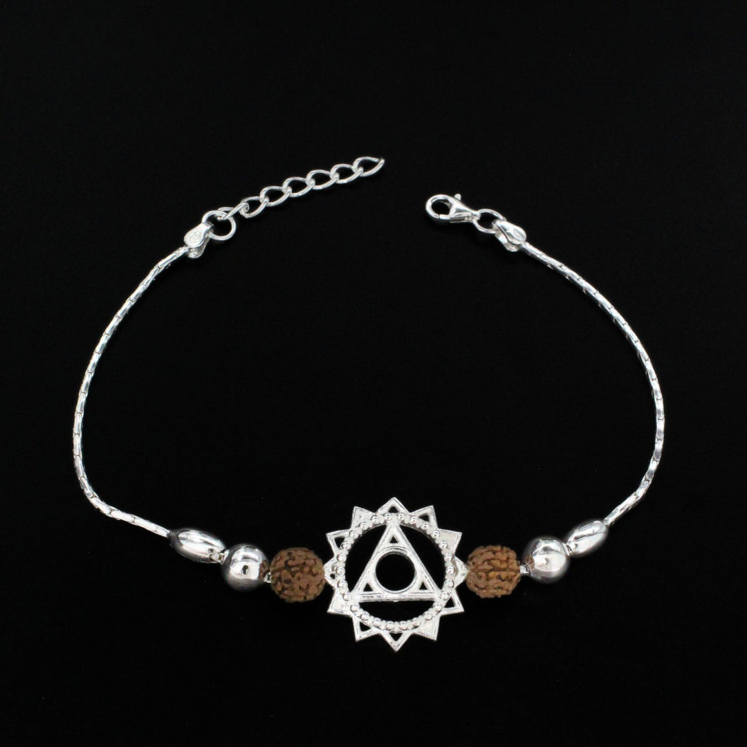 925 Real Sterling Silver Bracelet Throat Chakra Rakhi 7.5"