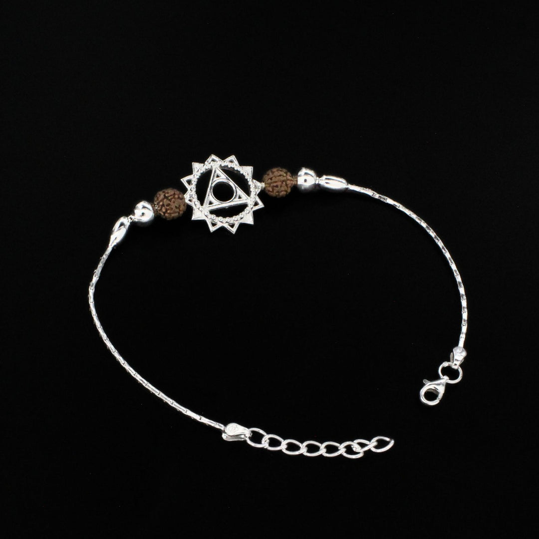925 Real Sterling Silver Bracelet Throat Chakra Rakhi 7.5"