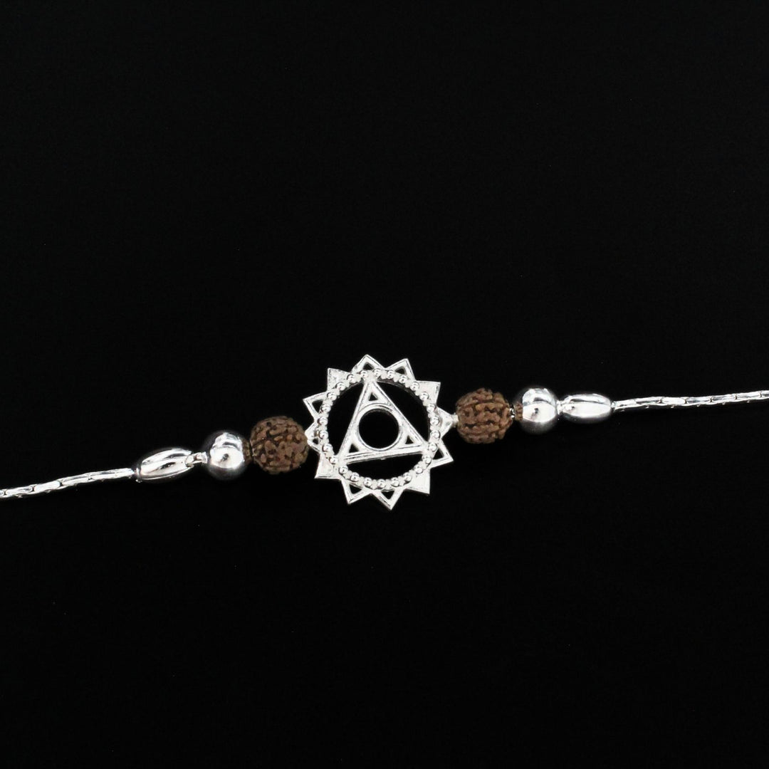 925 Real Sterling Silver Bracelet Throat Chakra Rakhi 7.5"