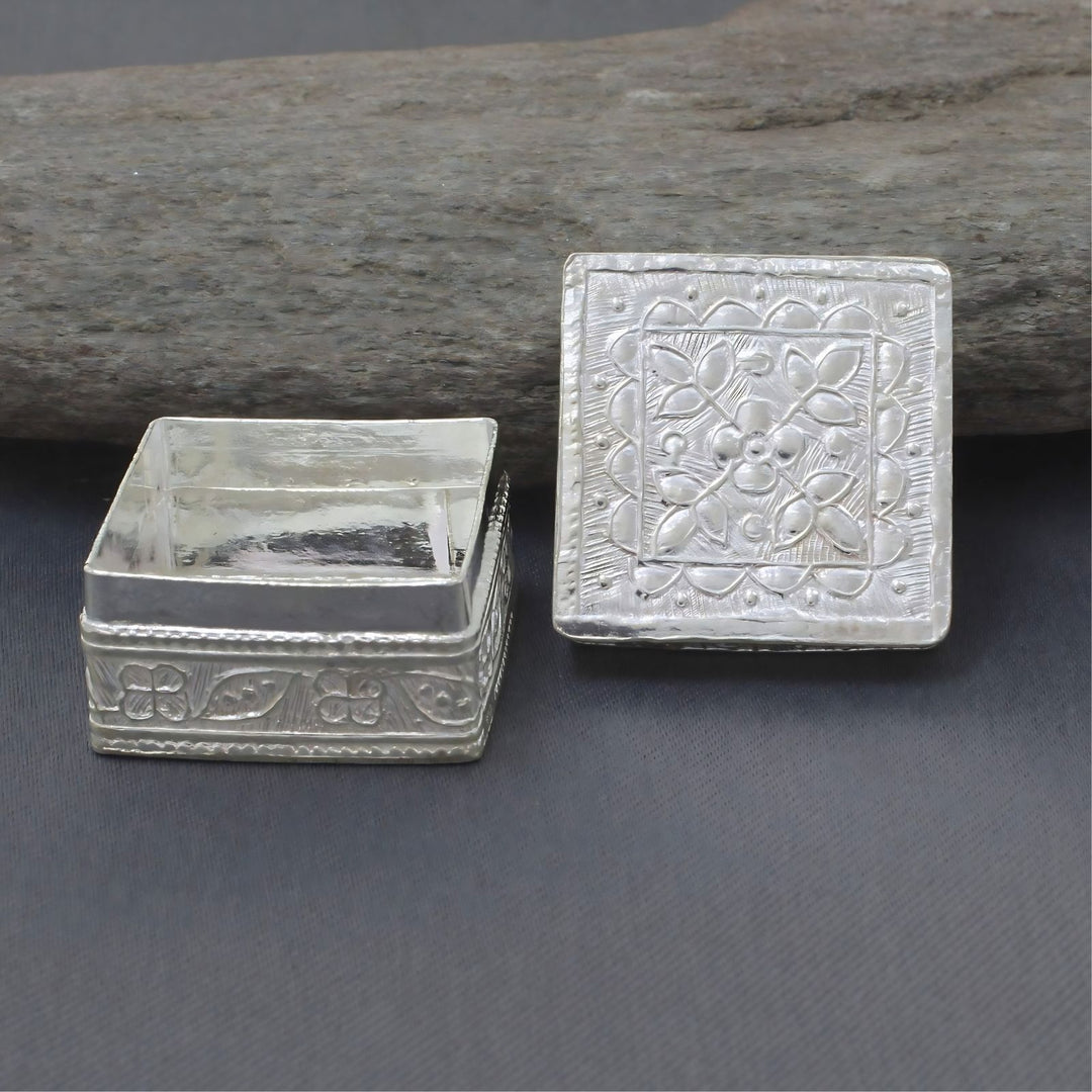 Premium Real Silver Square Dibbi for Honey & Lal Kitab Remedies