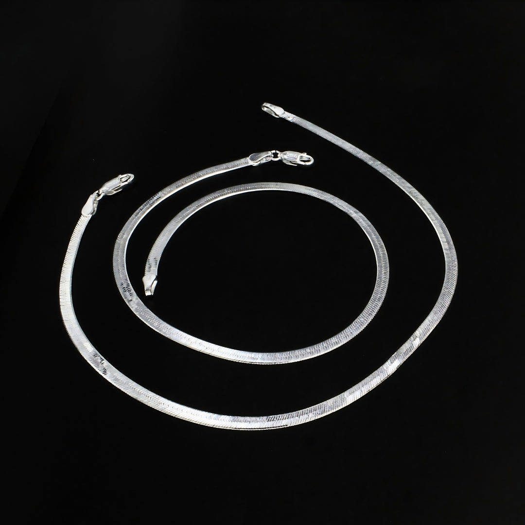 Beach Wear 925 Real Silver Women Herringbone Chain Anklet - 10 in