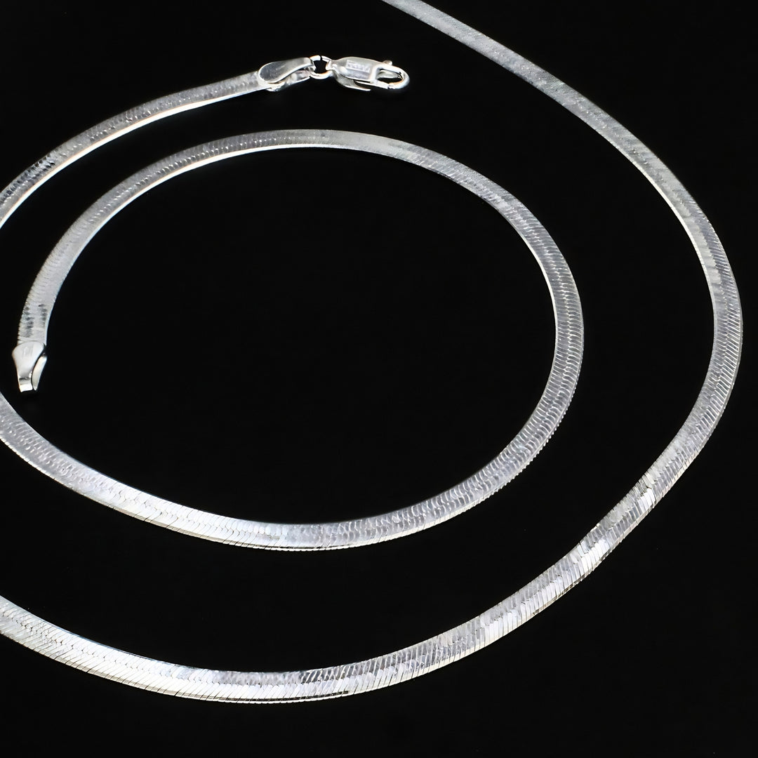 Beach Wear 925 Real Silver Women Herringbone Chain Anklet - 10 in