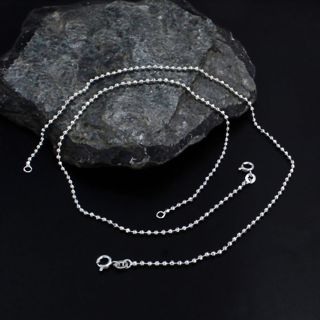 Daily Wear 925 Real Silver Women Ball Chain Design Anklet - 10.3 in