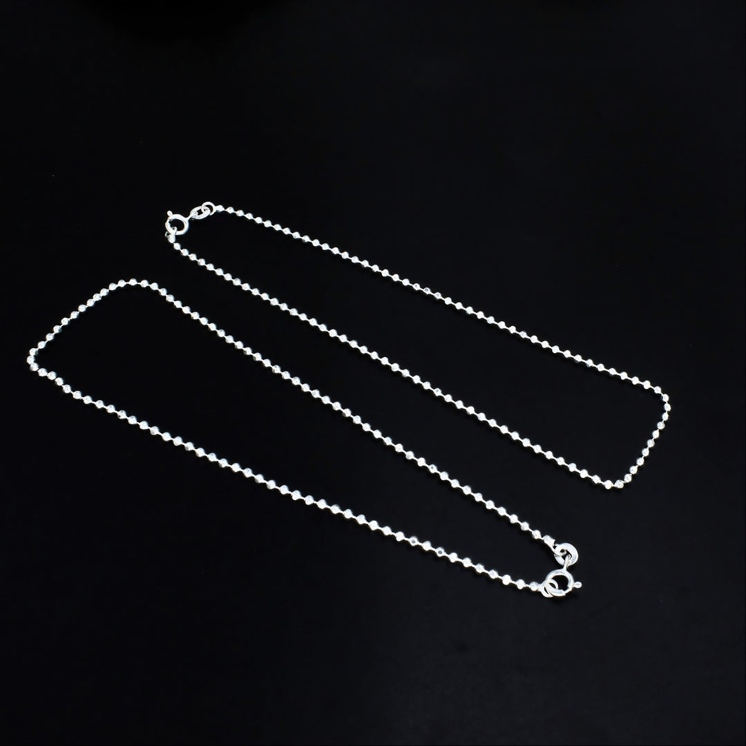 Daily Wear 925 Real Silver Women Ball Chain Design Anklet - 10.3 in
