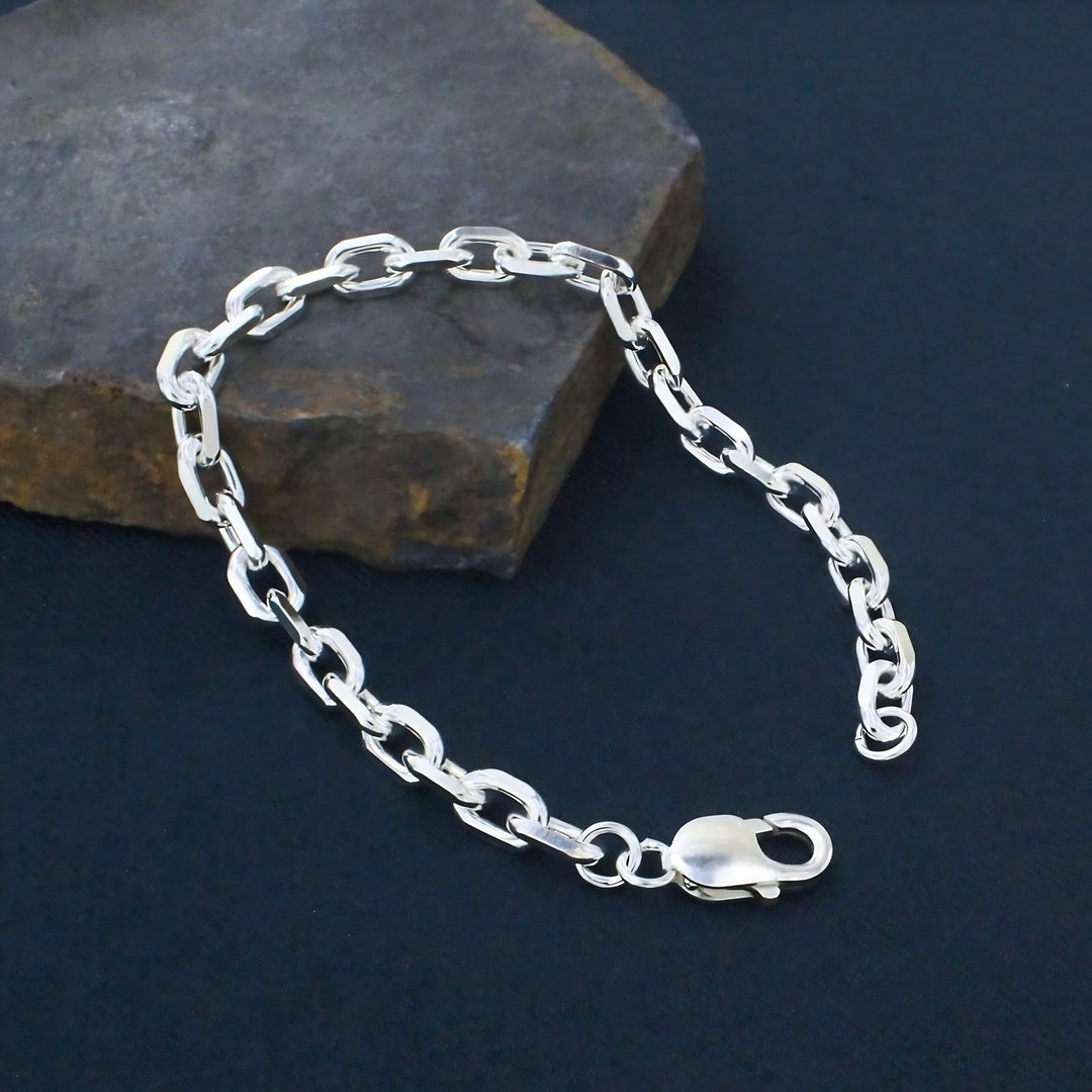 Men's Premium 925 Sterling Silver Cable Link Bracelet – Classic & Stylish Design