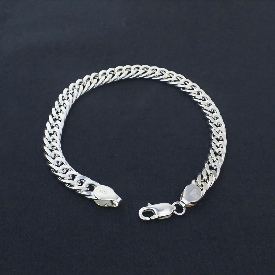 Elegant 925 Sterling Silver Curb Bracelet for Men