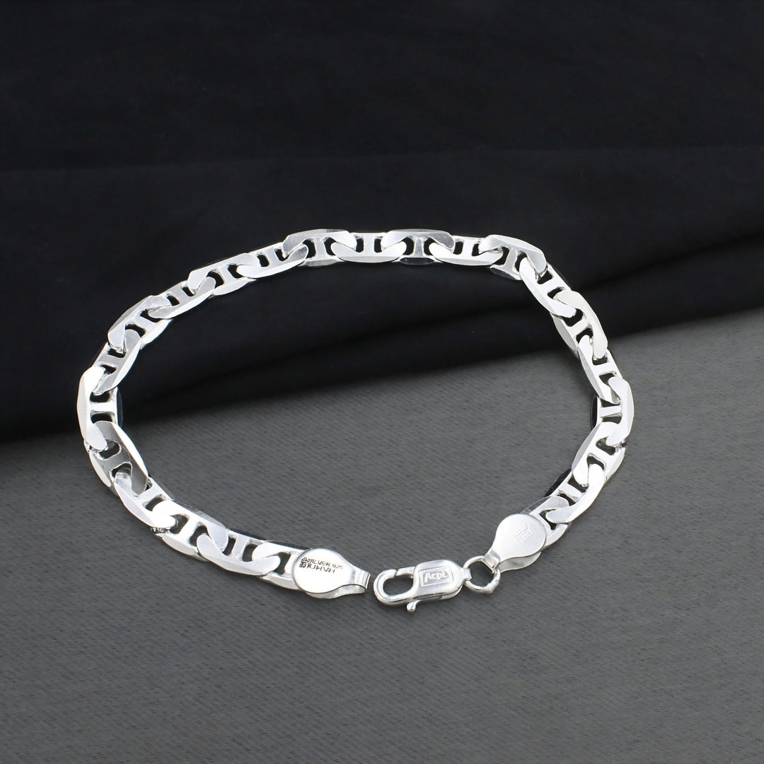 Exclusive 925 Sterling Silver Men's Mariner Link Chain Bracelet