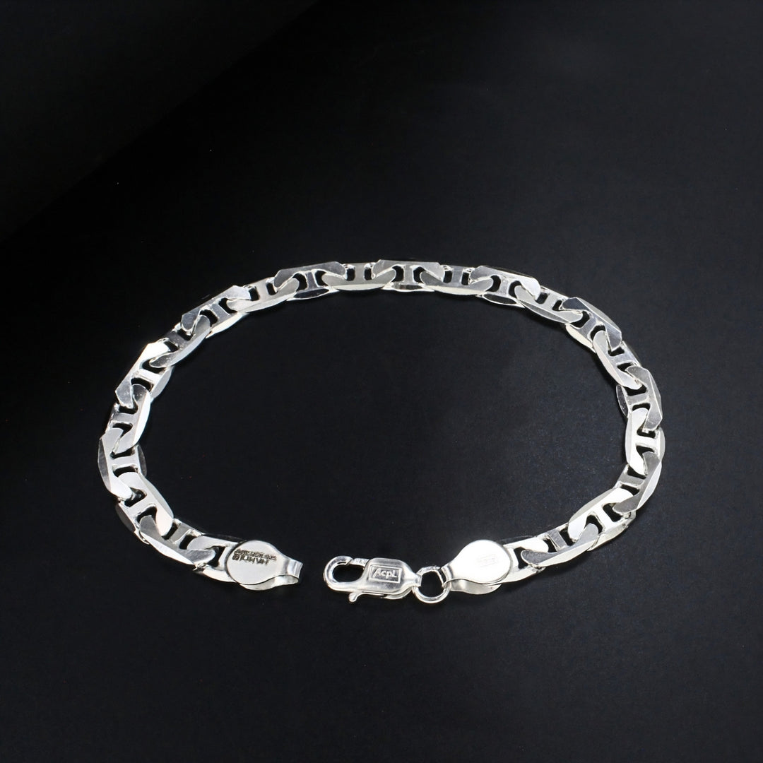 Exclusive 925 Sterling Silver Men's Mariner Link Chain Bracelet