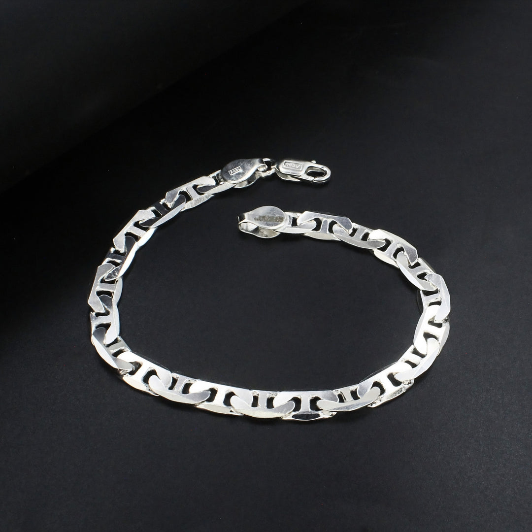 Exclusive 925 Sterling Silver Men's Mariner Link Chain Bracelet