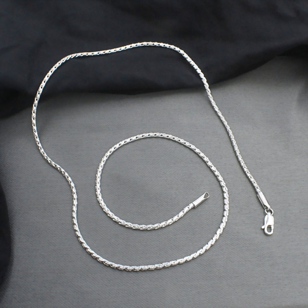 Real 925 Sterling Silver Rope design Neck Chain 20"