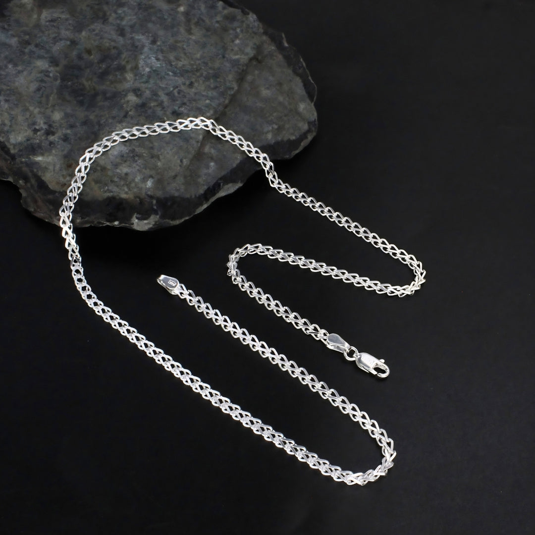 Elegant 925 Silver Rombo Link Chain – 18 Inch