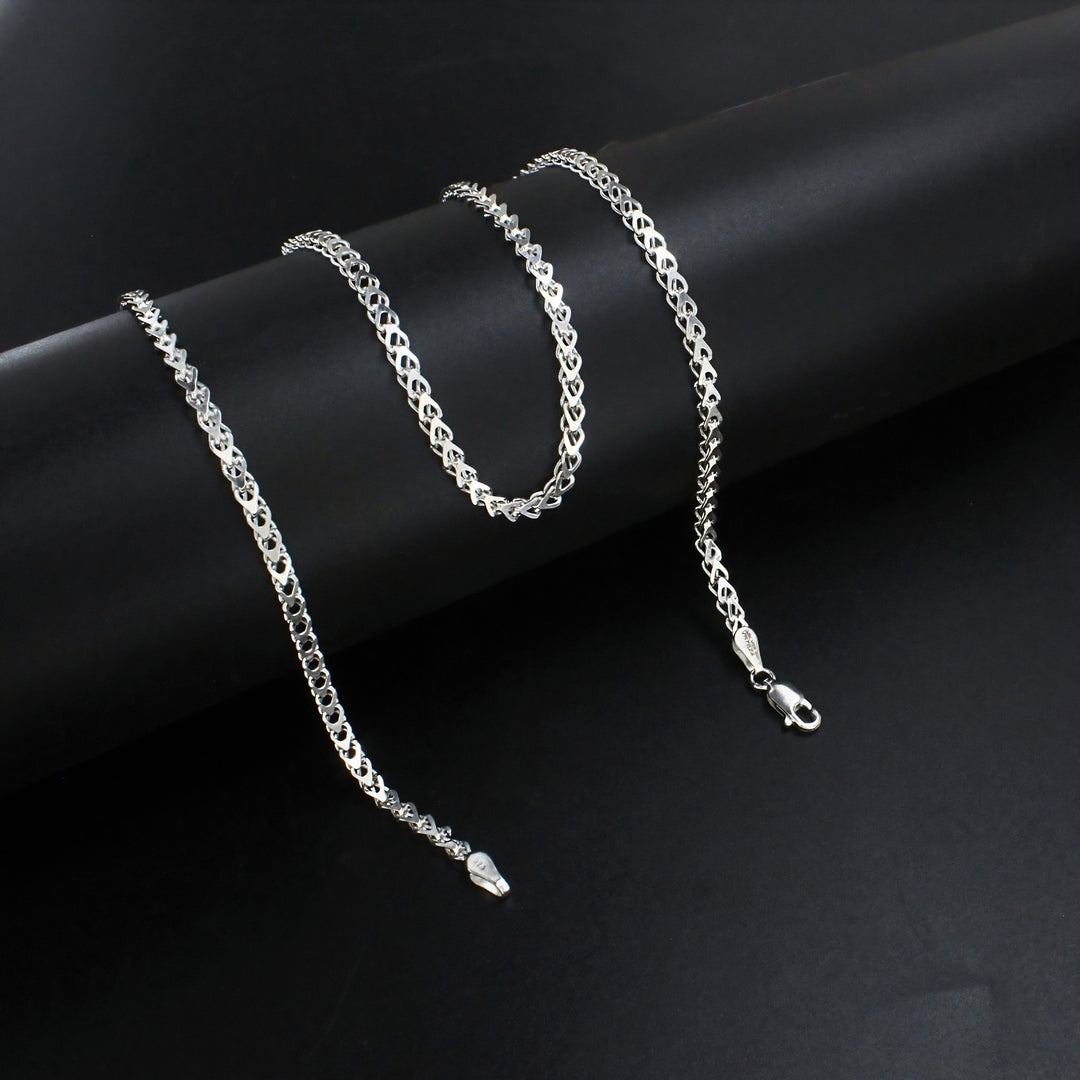 Elegant 925 Silver Rombo Link Chain – 18 Inch