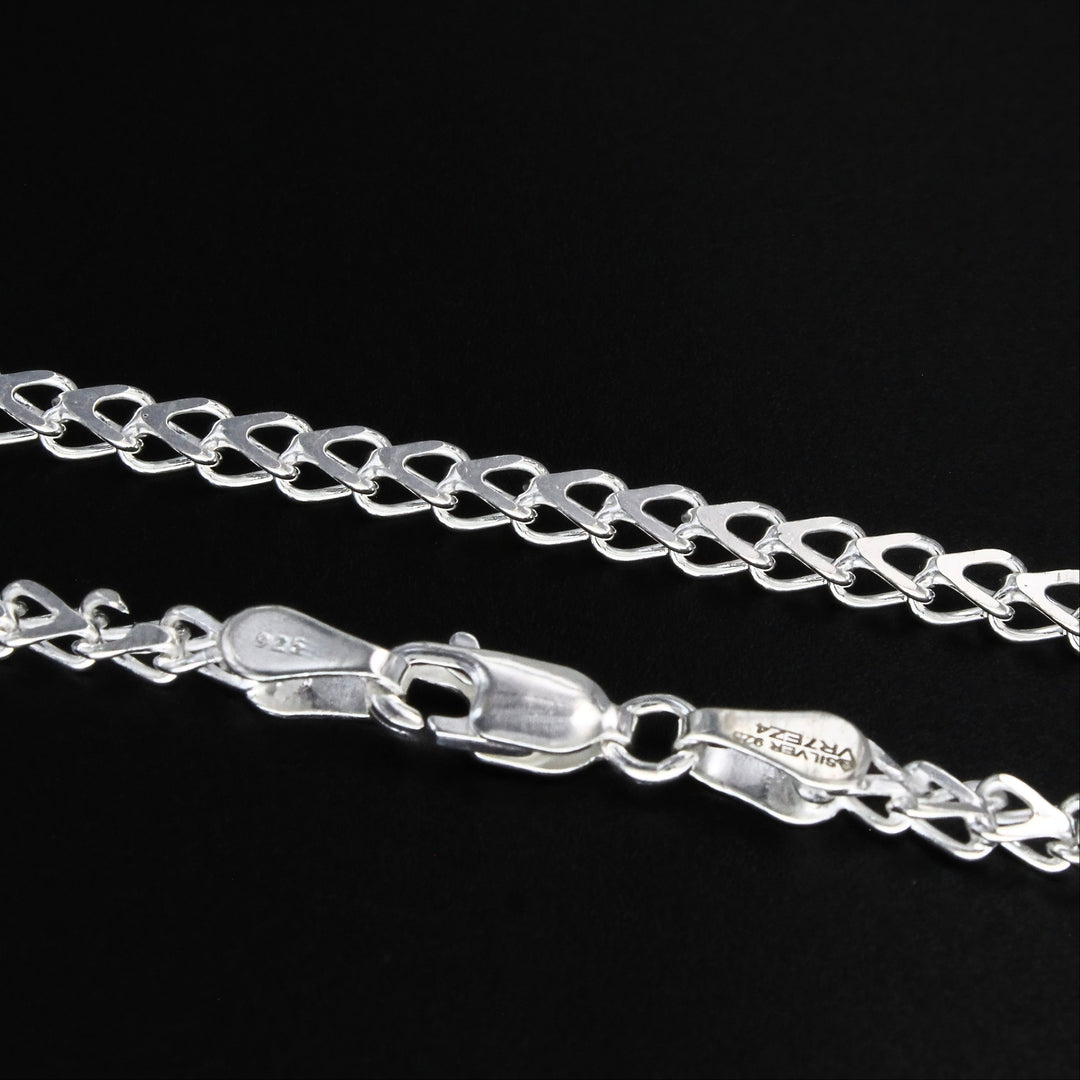 Elegant 925 Silver Rombo Link Chain – 18 Inch