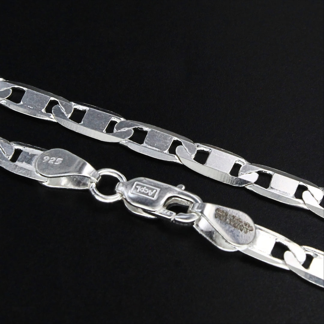 Timeless 925 Sterling Flat Mariner Link Chain - 24 inch